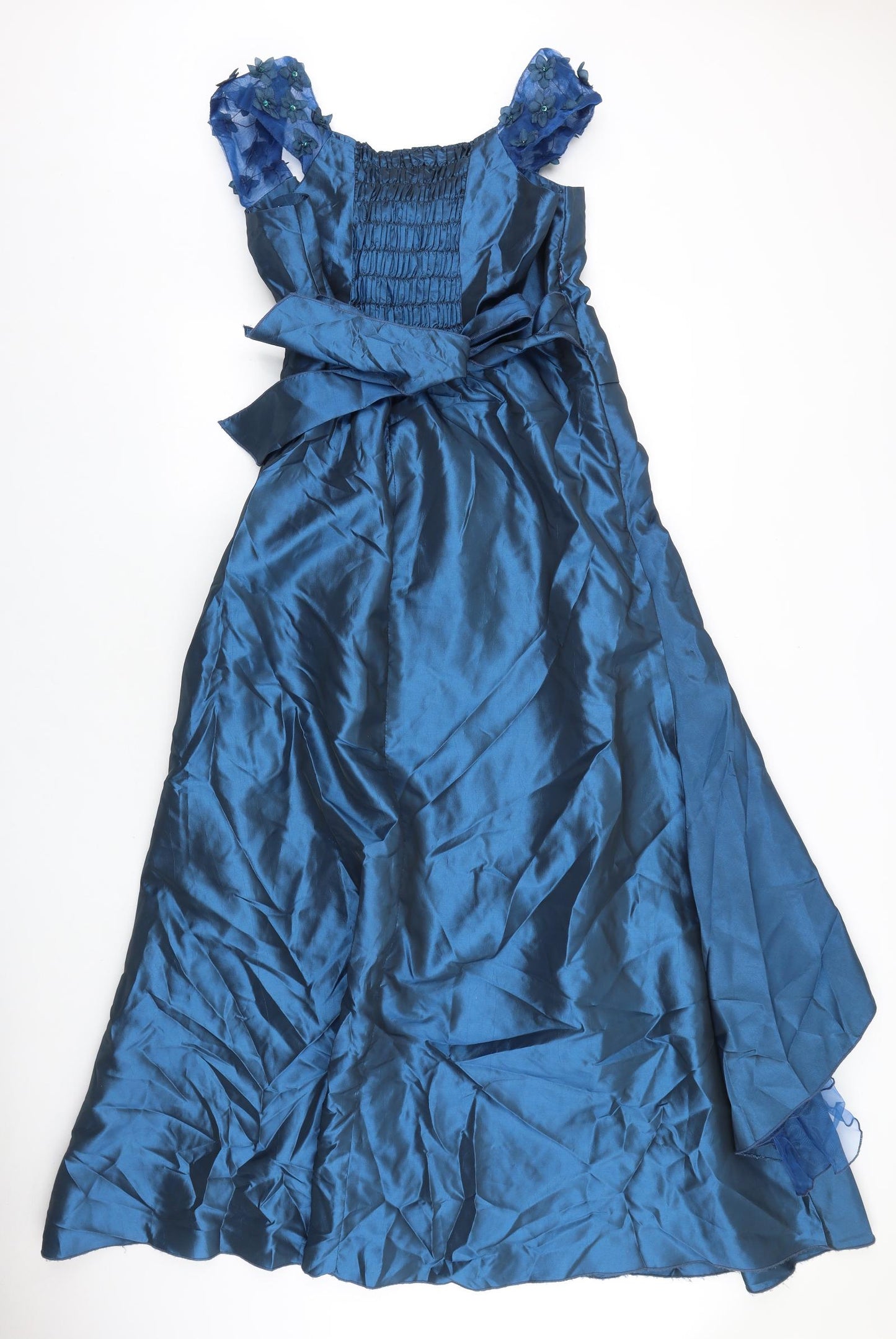 Cherlone Womens Blue Polyester Ball Gown Size 3XL Boat Neck Zip - Lace Appliqués