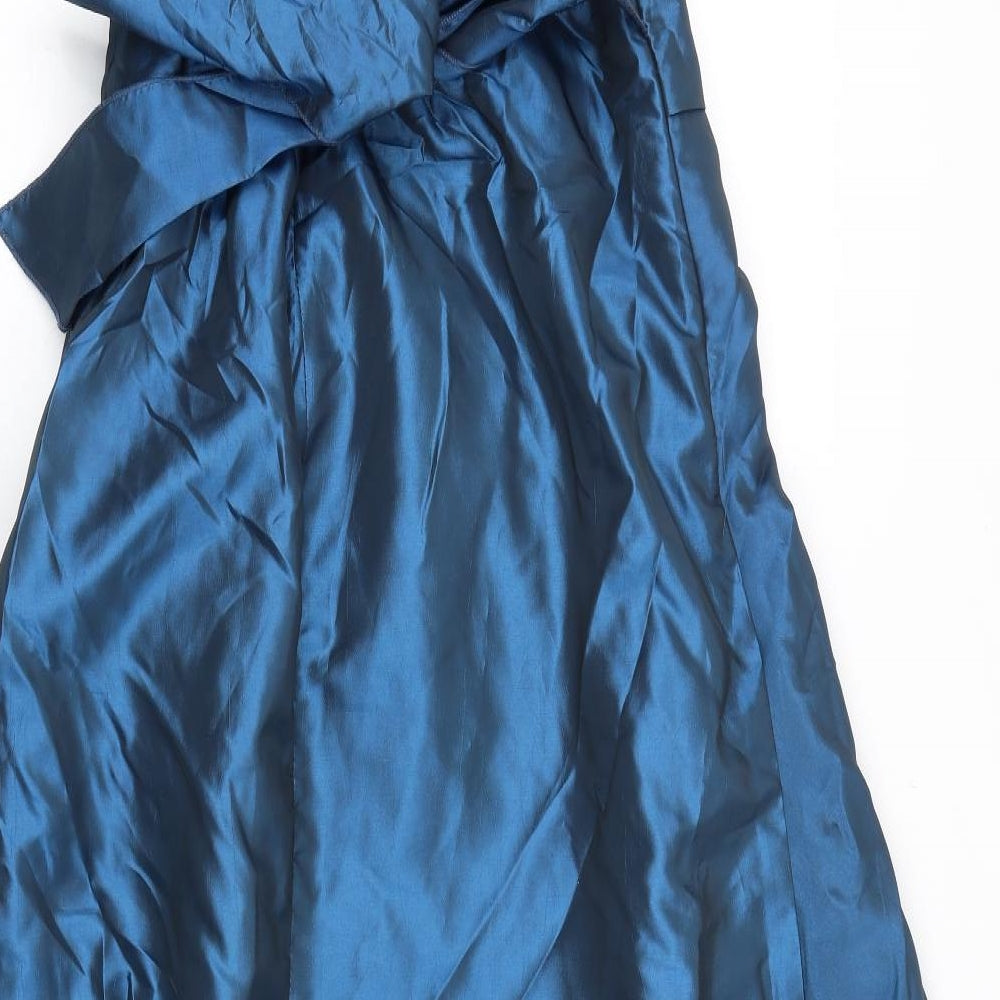 Cherlone Womens Blue Polyester Ball Gown Size 3XL Boat Neck Zip - Lace Appliqués