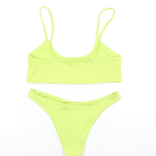 PRETTYLITTLETHING Womens Green Polyester Bikini Size 10