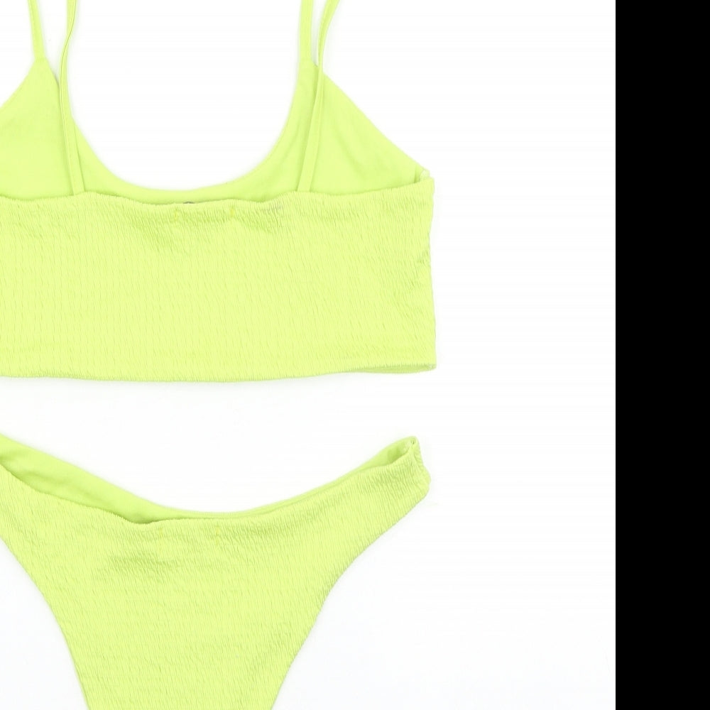 PRETTYLITTLETHING Womens Green Polyester Bikini Size 10