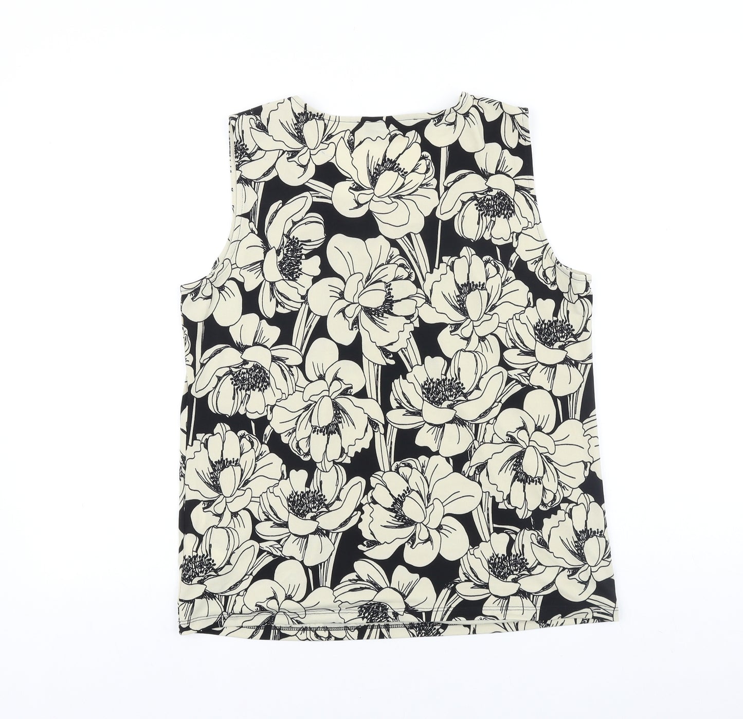 Jones Studio Womens Black Floral Viscose Basic Tank Size M Scoop Neck