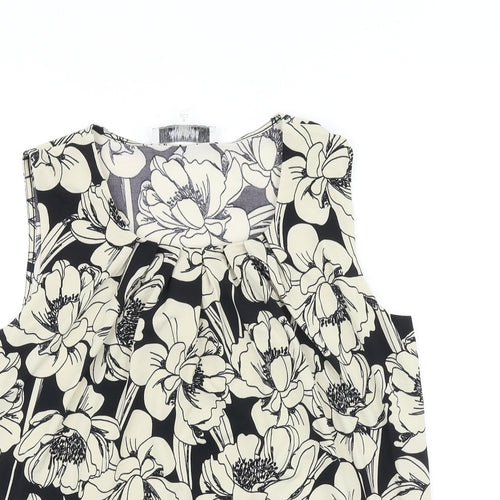 Jones Studio Womens Black Floral Viscose Basic Tank Size M Scoop Neck