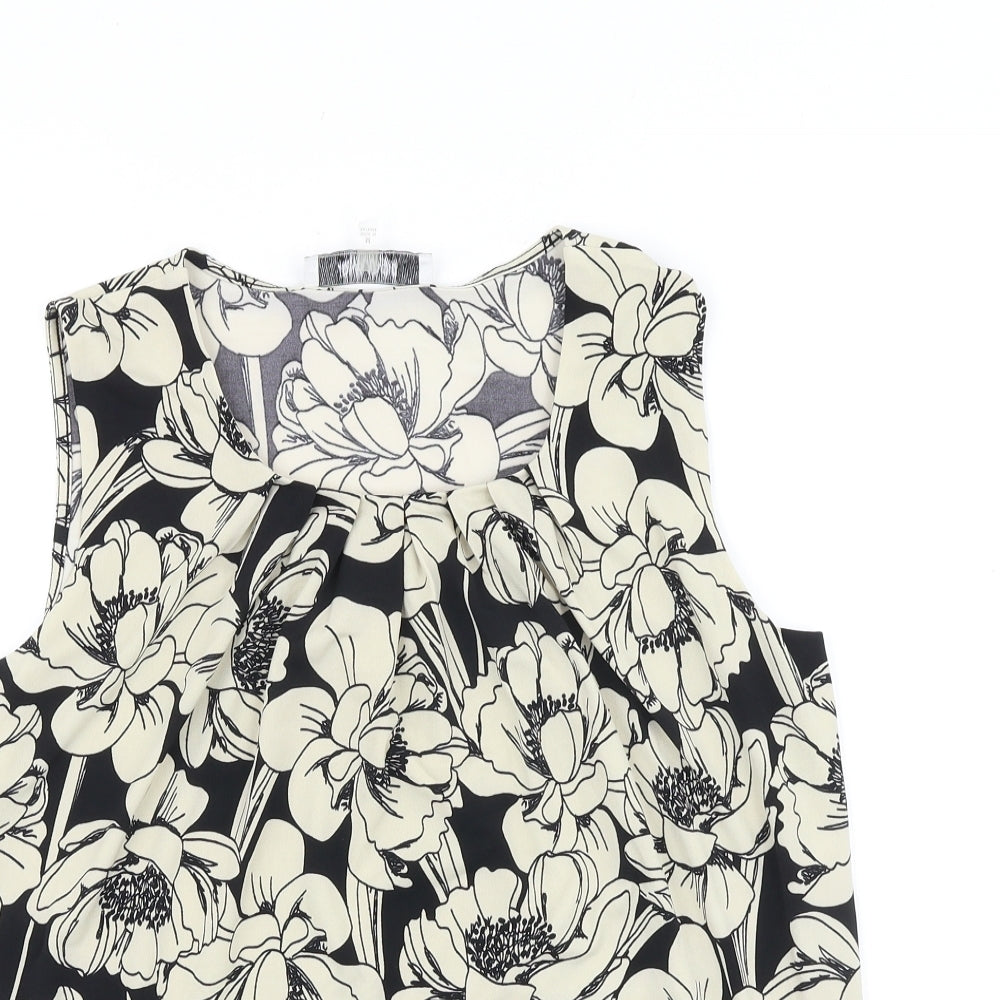 Jones Studio Womens Black Floral Viscose Basic Tank Size M Scoop Neck