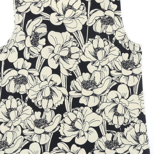 Jones Studio Womens Black Floral Viscose Basic Tank Size M Scoop Neck