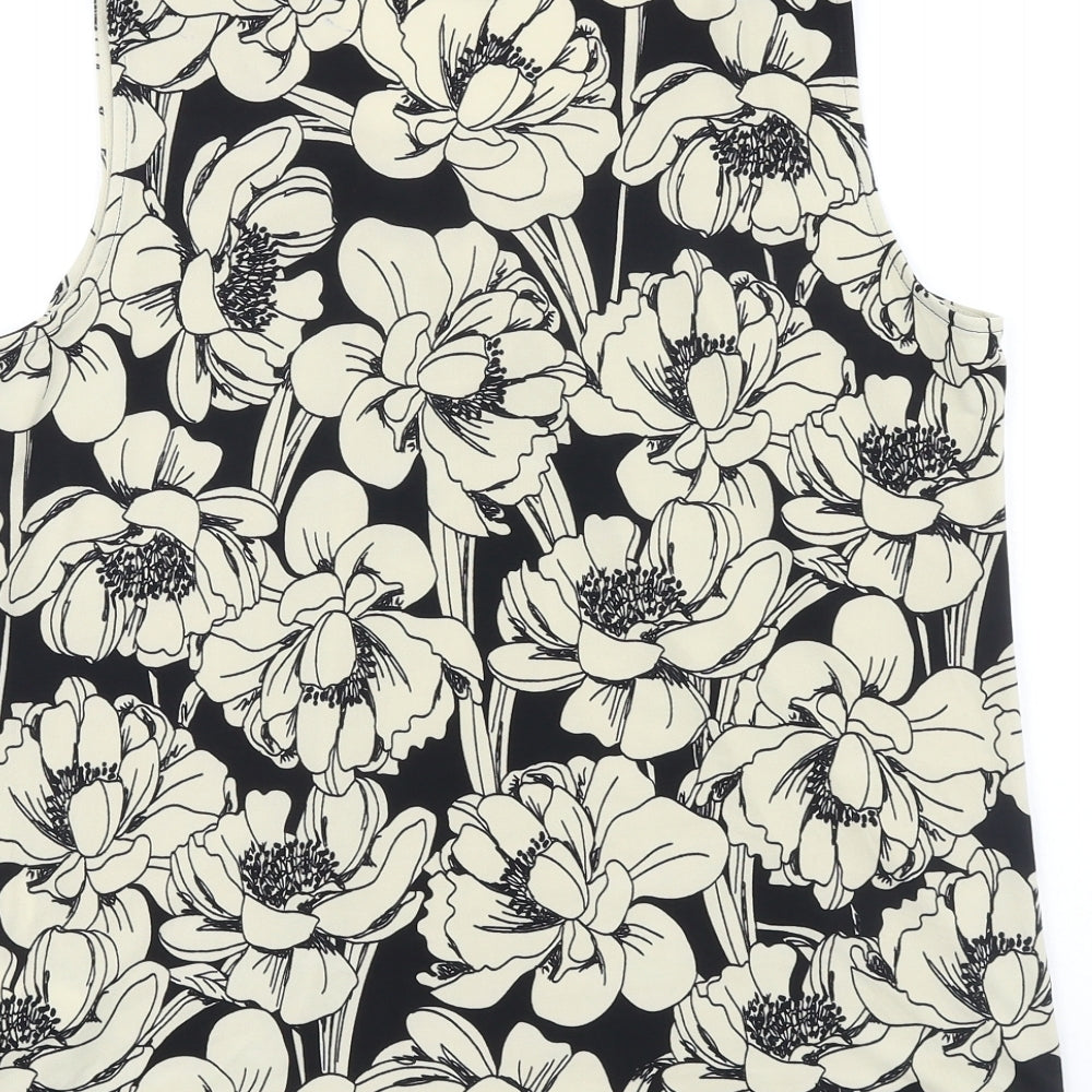 Jones Studio Womens Black Floral Viscose Basic Tank Size M Scoop Neck