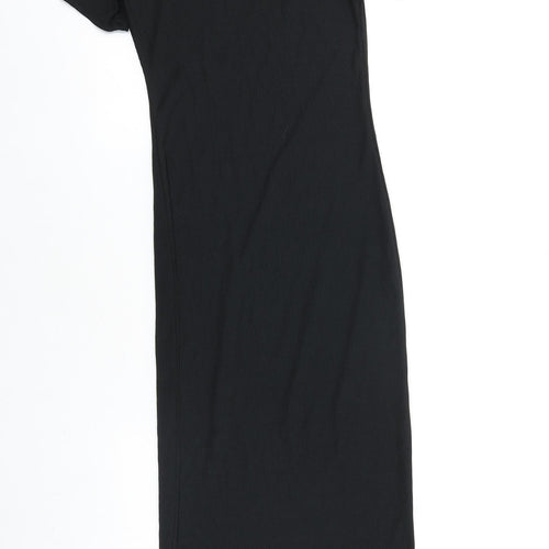 PRETTYLITTLETHING Womens Black Polyester Sheath Size 6 Round Neck Pullover