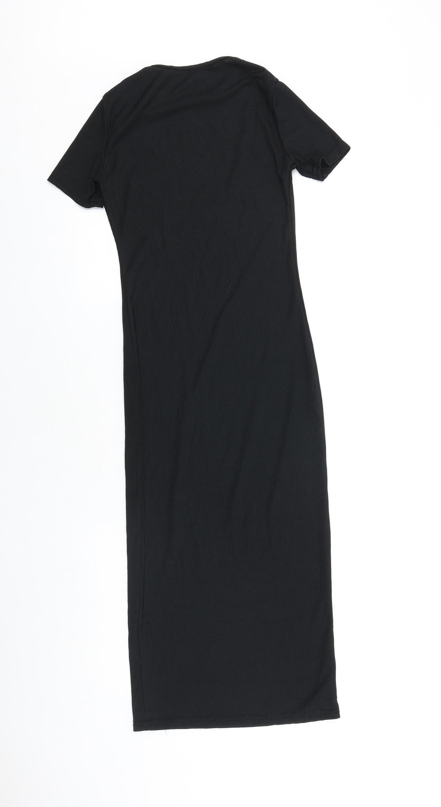 PRETTYLITTLETHING Womens Black Polyester Sheath Size 6 Round Neck Pullover