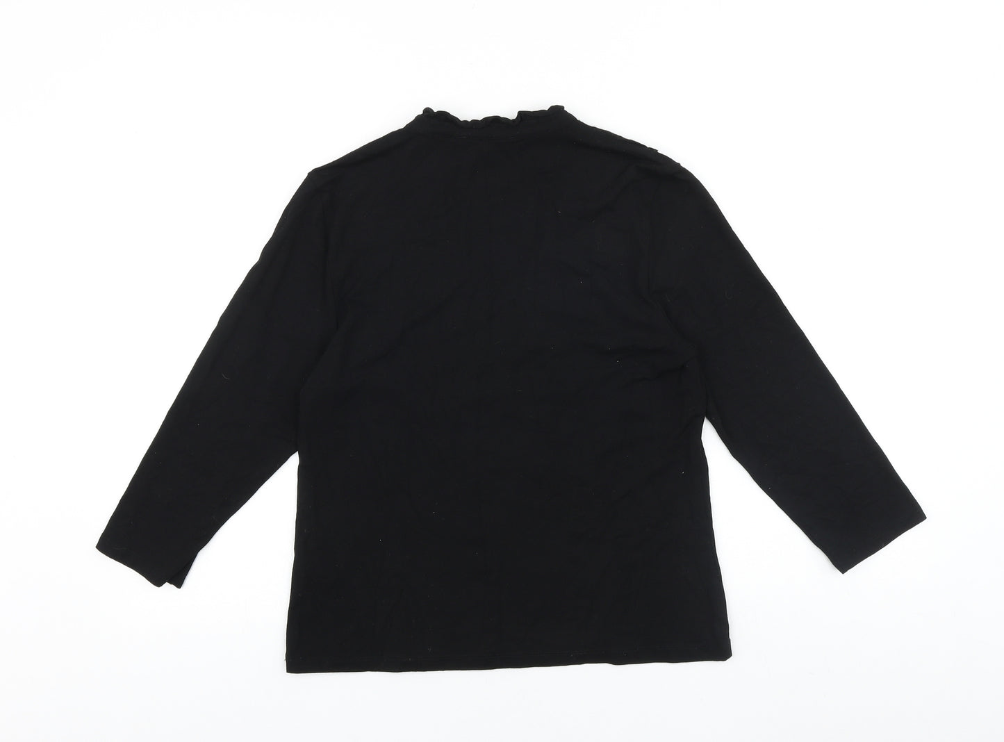 Precis Womens Black 100% Cotton Basic Blouse Size M V-Neck