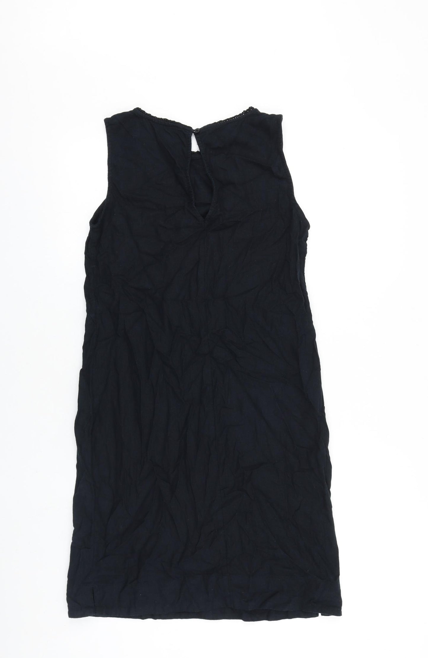 Marks and Spencer Womens Black 100% Cotton Shift Size M Boat Neck Button