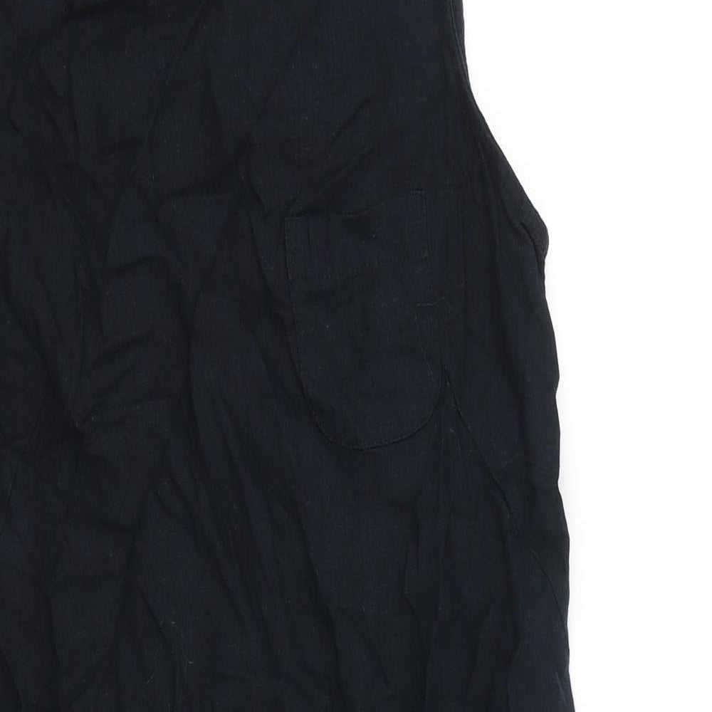 Marks and Spencer Womens Black 100% Cotton Shift Size M Boat Neck Button