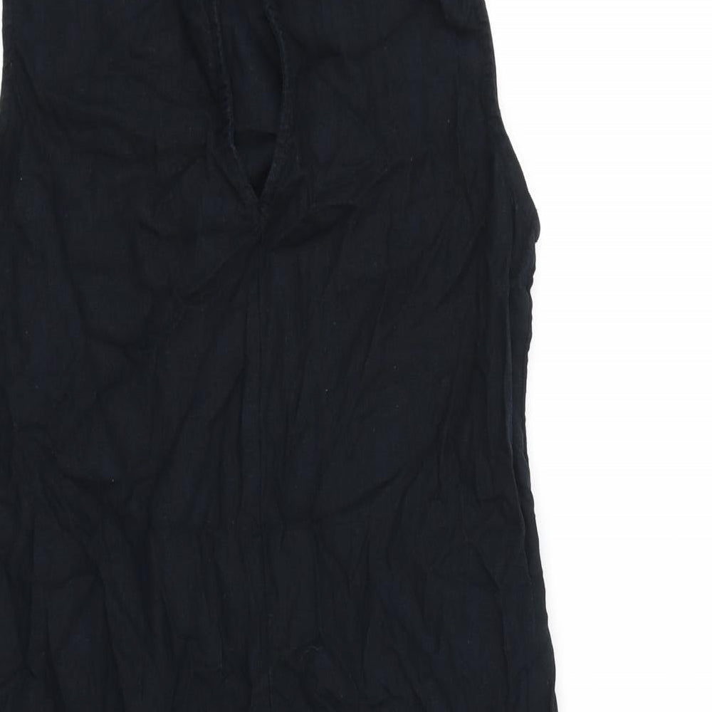 Marks and Spencer Womens Black 100% Cotton Shift Size M Boat Neck Button