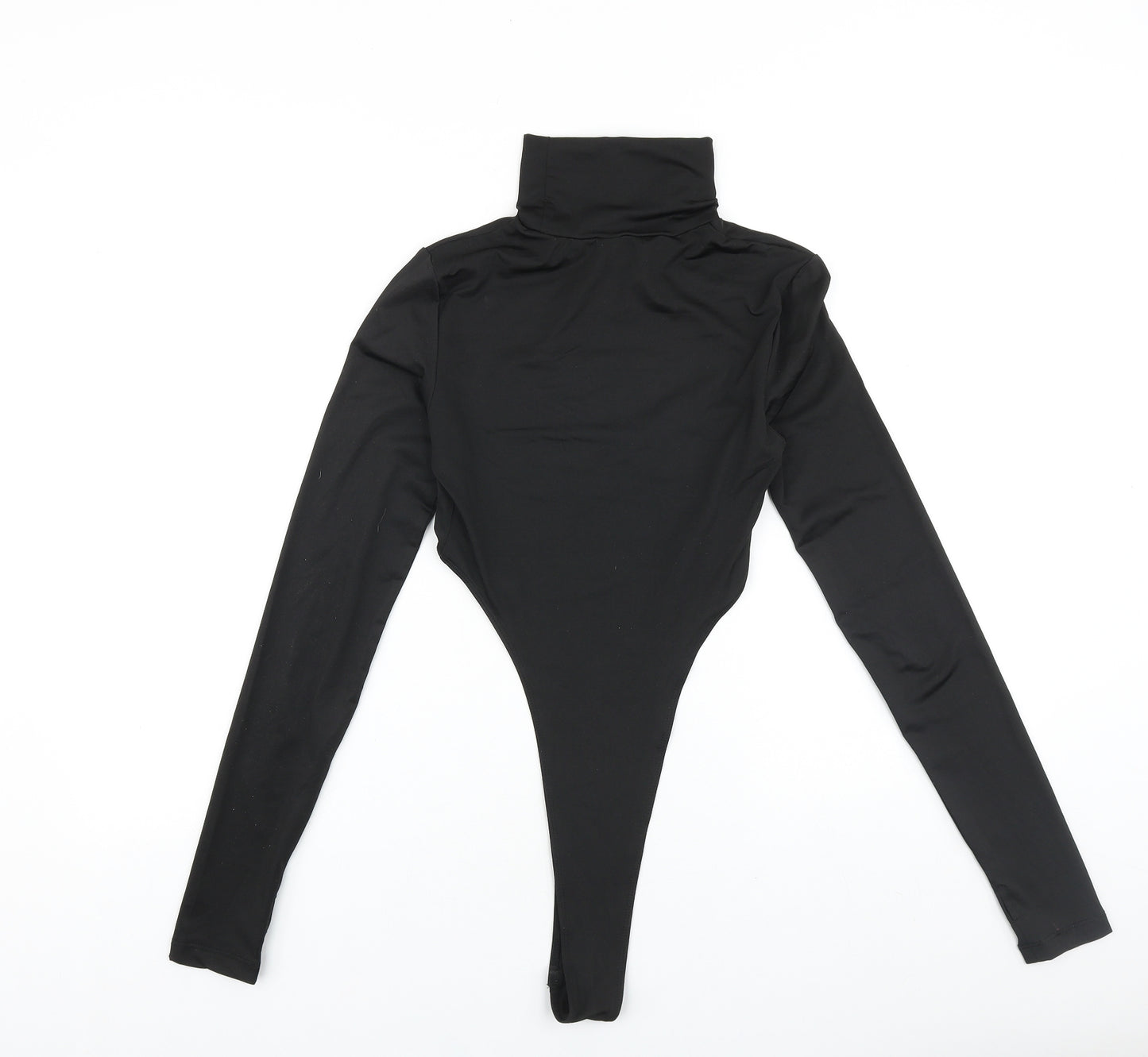 SheIn Womens Black Viscose Bodysuit One-Piece Size S Snap