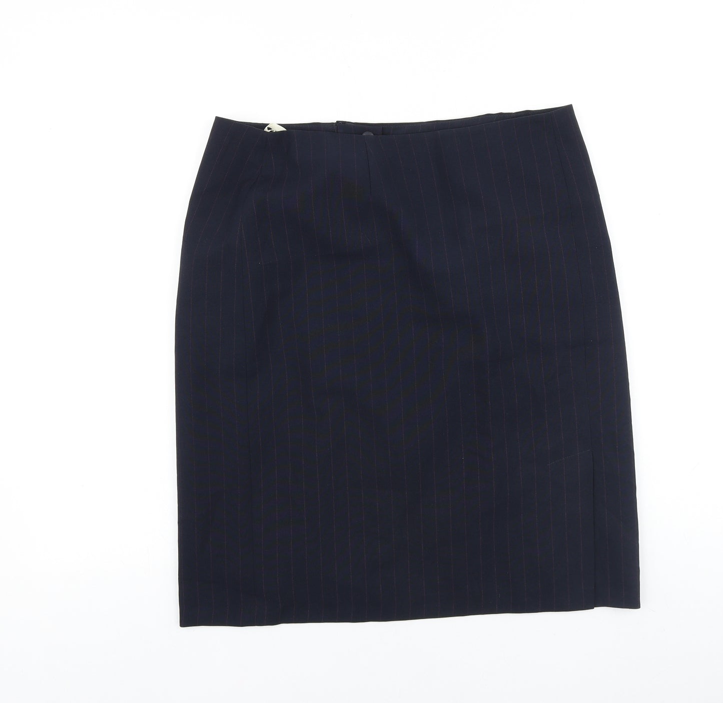Dorothy Perkins Womens Blue Striped Polyester Straight & Pencil Skirt Size 14 Zip