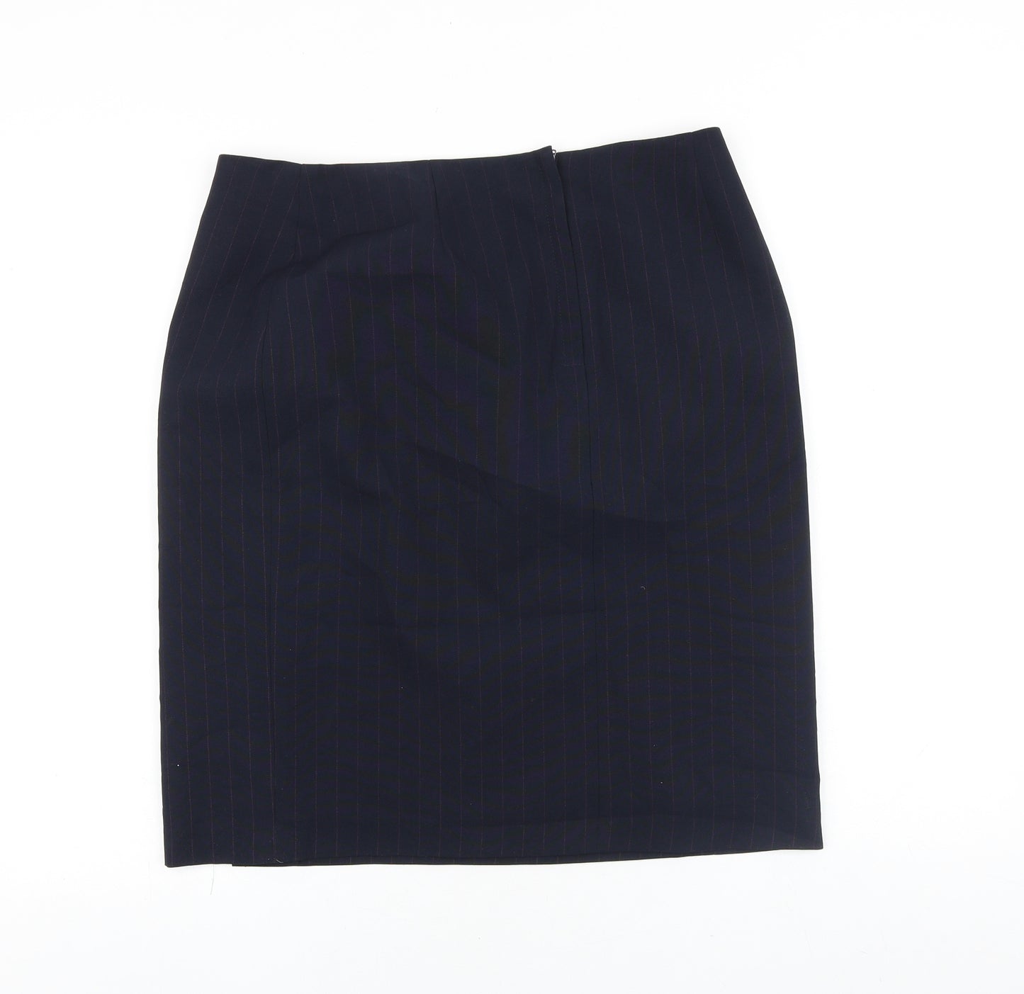 Dorothy Perkins Womens Blue Striped Polyester Straight & Pencil Skirt Size 14 Zip