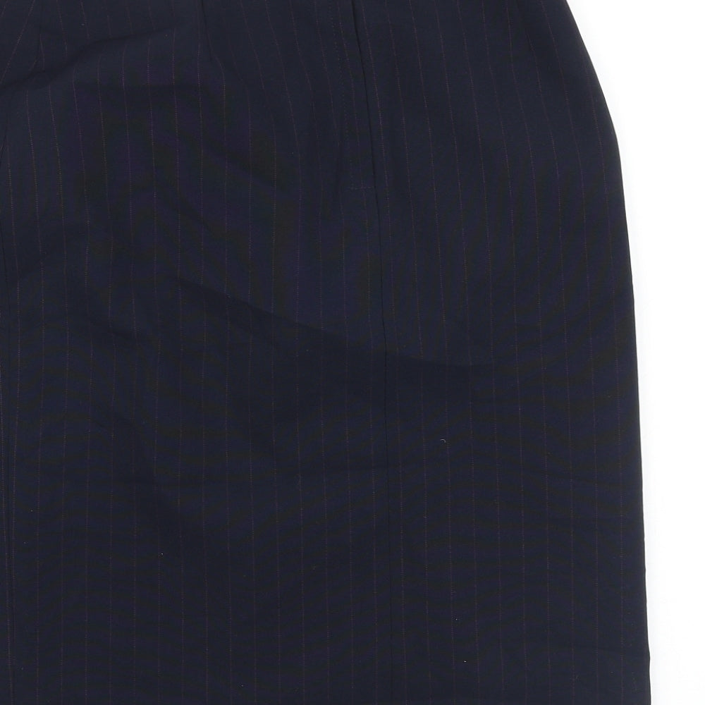 Dorothy Perkins Womens Blue Striped Polyester Straight & Pencil Skirt Size 14 Zip