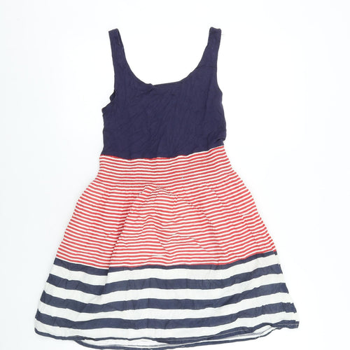 Mela Loves London Womens Blue Striped 100% Cotton Tank Dress Size S Scoop Neck Pullover