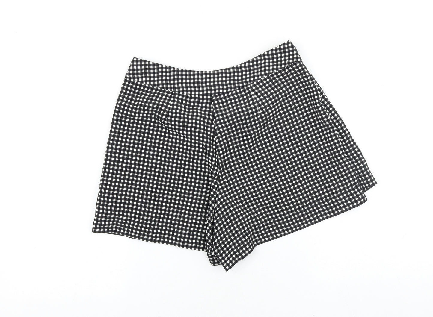Topshop Womens Black Check Viscose Mini Skort Size 8 Zip