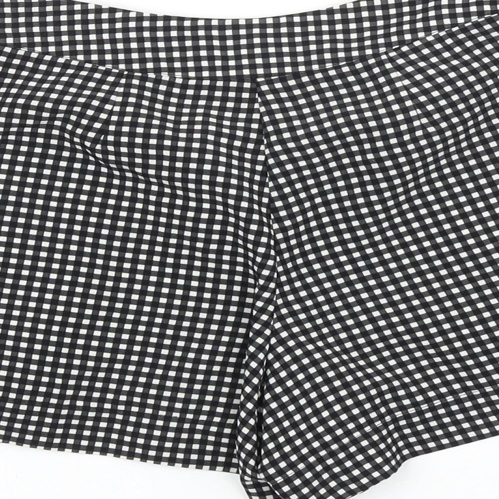 Topshop Womens Black Check Viscose Mini Skort Size 8 Zip