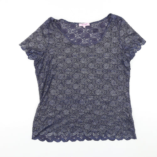 Marks and Spencer Womens Blue Polyamide Basic Blouse Size 14 Scoop Neck
