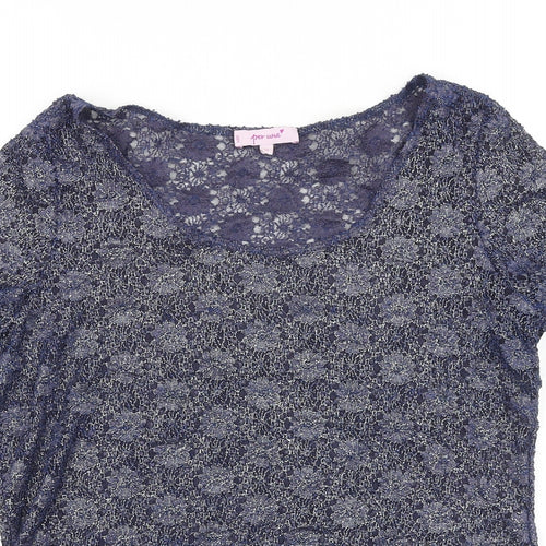 Marks and Spencer Womens Blue Polyamide Basic Blouse Size 14 Scoop Neck