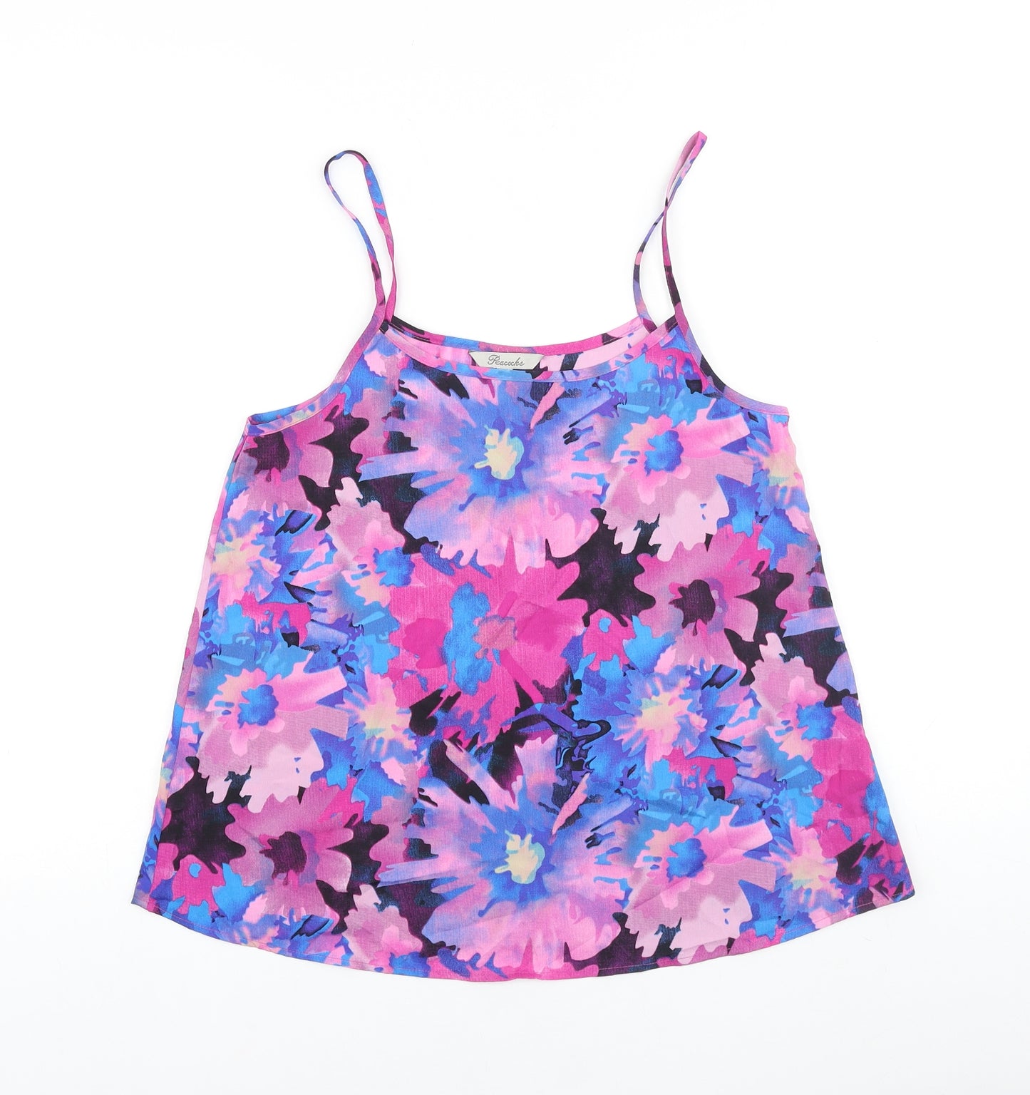 Peacocks Womens Multicoloured Floral Polyester Camisole Tank Size 8 Scoop Neck