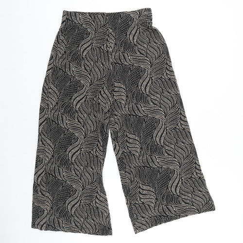 Papaya Womens Black Geometric Cotton Trousers Size 8 L20 in Regular