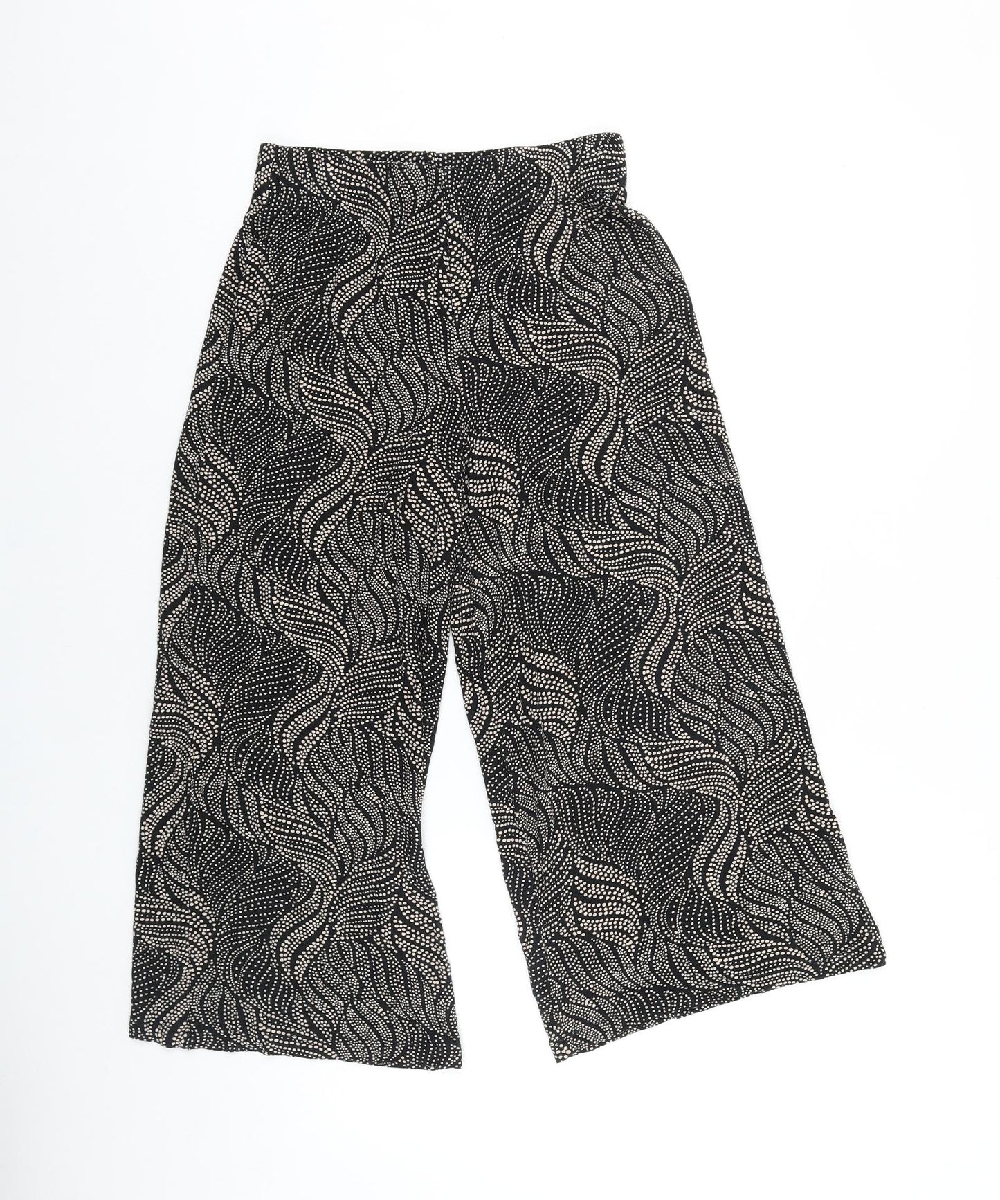 Papaya Womens Black Geometric Cotton Trousers Size 8 L20 in Regular