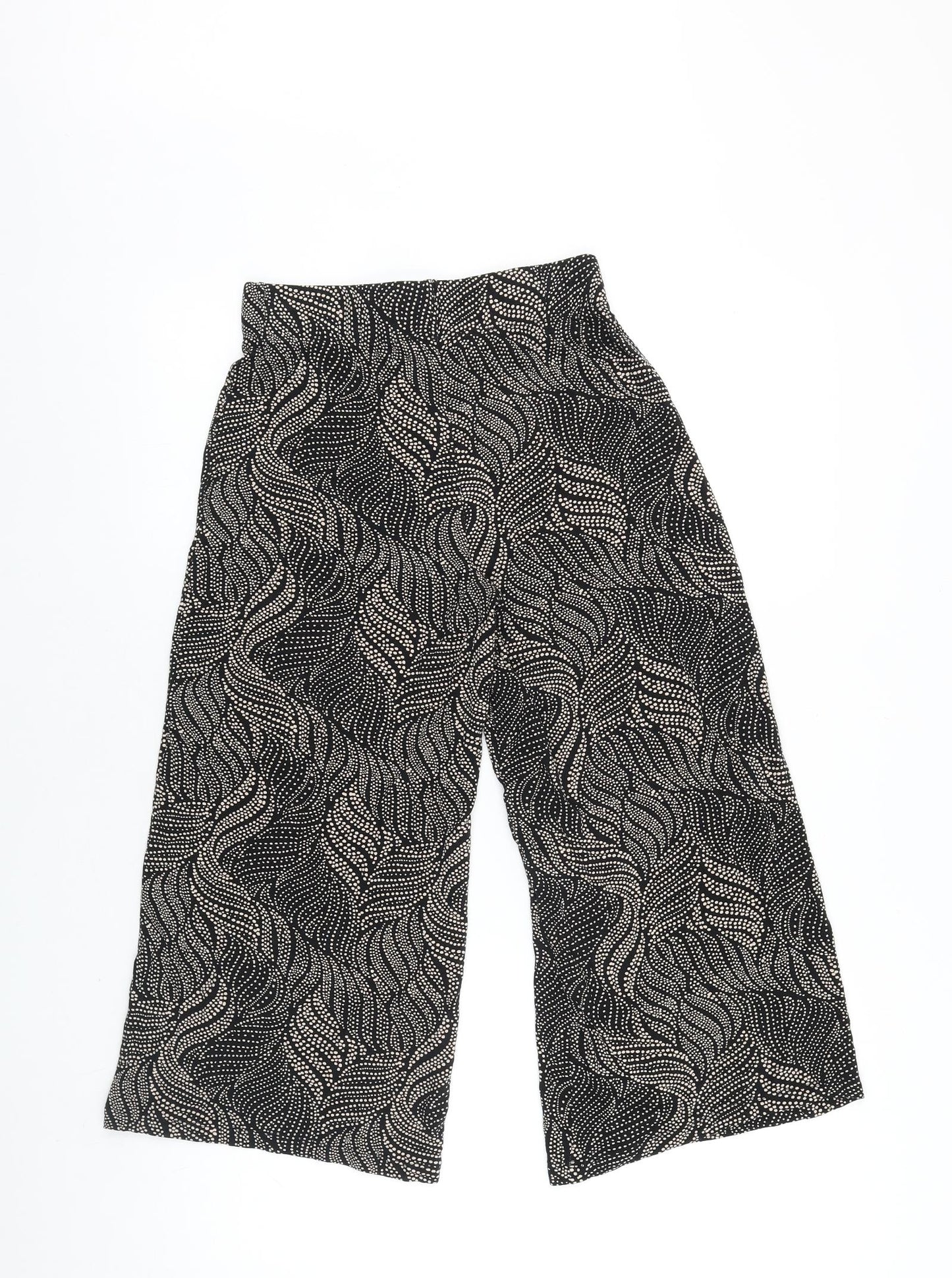 Papaya Womens Black Geometric Cotton Trousers Size 8 L20 in Regular