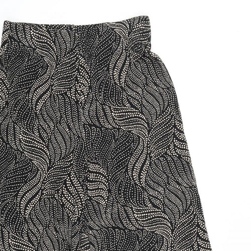 Papaya Womens Black Geometric Cotton Trousers Size 8 L20 in Regular