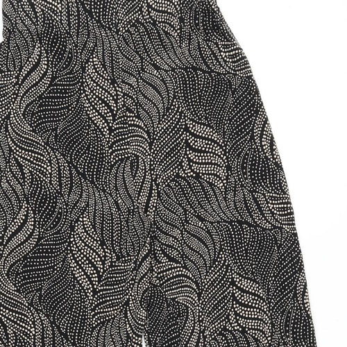 Papaya Womens Black Geometric Cotton Trousers Size 8 L20 in Regular