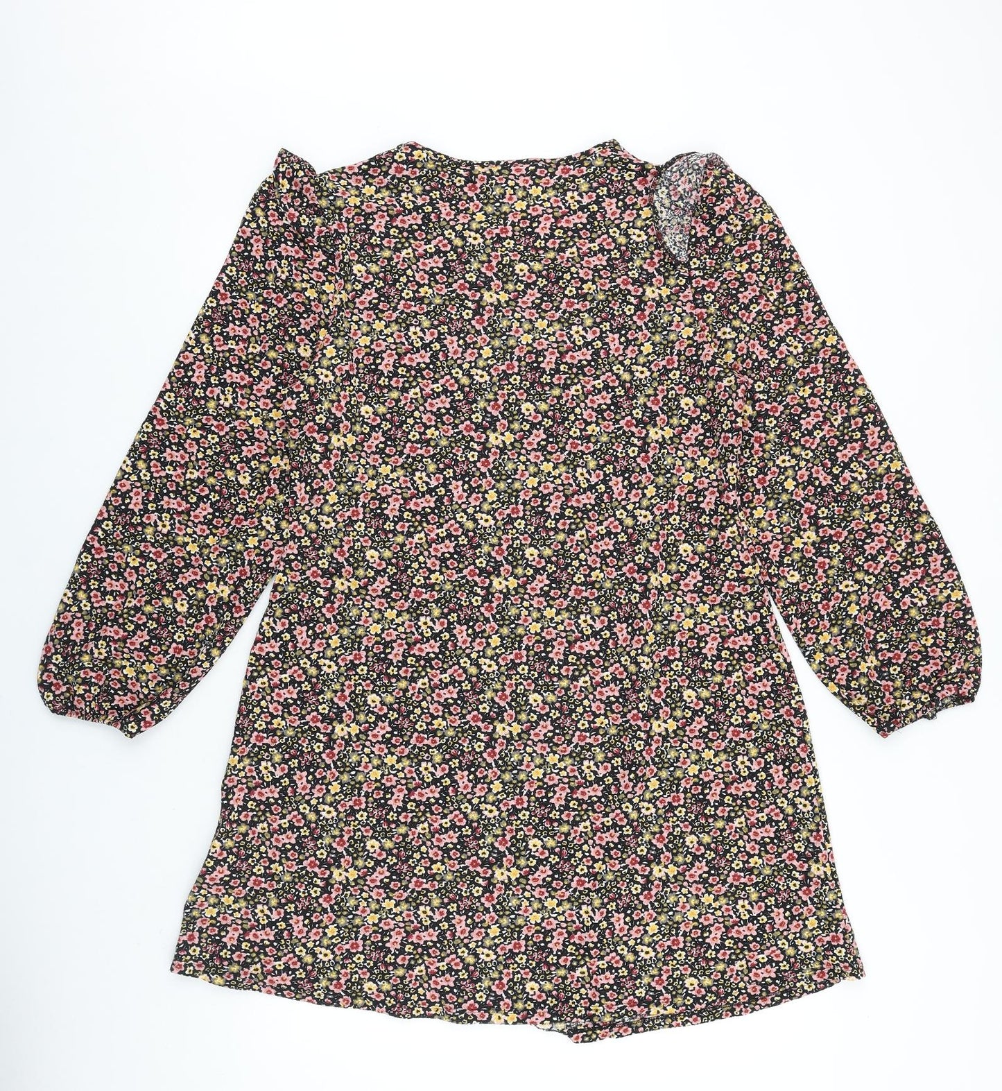 Primark Womens Black Floral Viscose A-Line Size L V-Neck Pullover