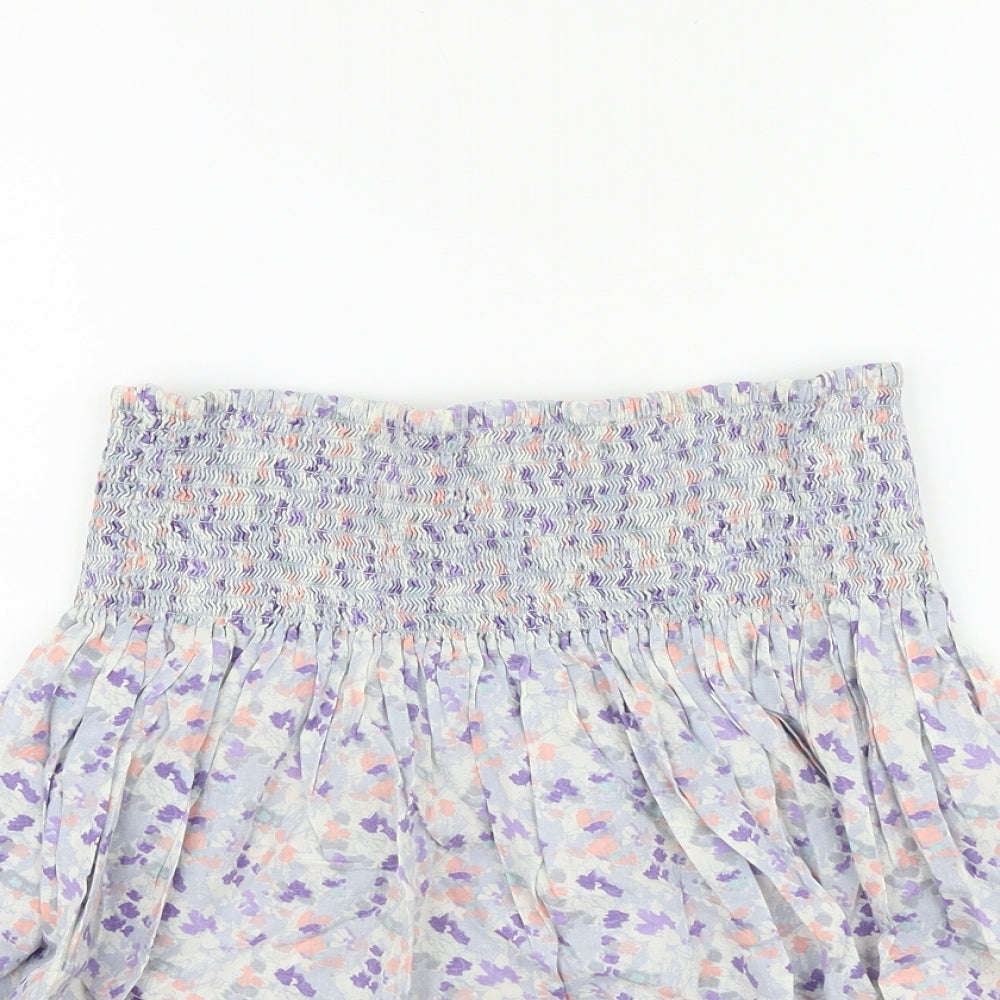 H&M Womens Purple Floral Cotton Mini Skirt Size M
