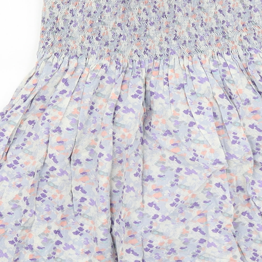 H&M Womens Purple Floral Cotton Mini Skirt Size M