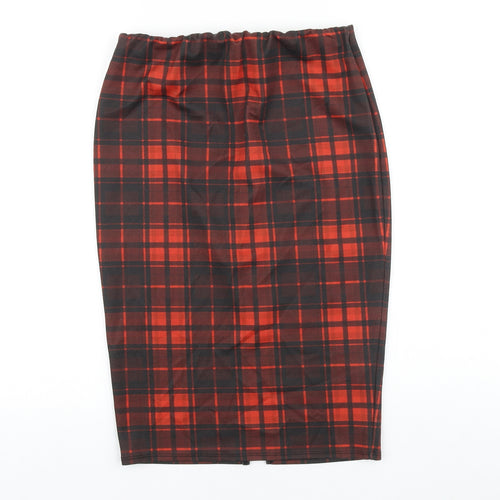 Papaya Womens Red Plaid Viscose Straight & Pencil Skirt Size 10