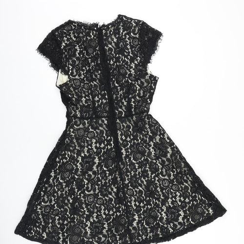 H&M Womens Black Cotton A-Line Size S V-Neck Zip