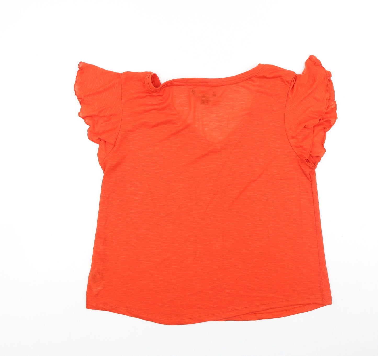 Primark Womens Orange Viscose Basic T-Shirt Size 14 V-Neck