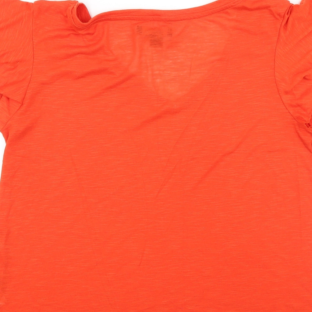 Primark Womens Orange Viscose Basic T-Shirt Size 14 V-Neck