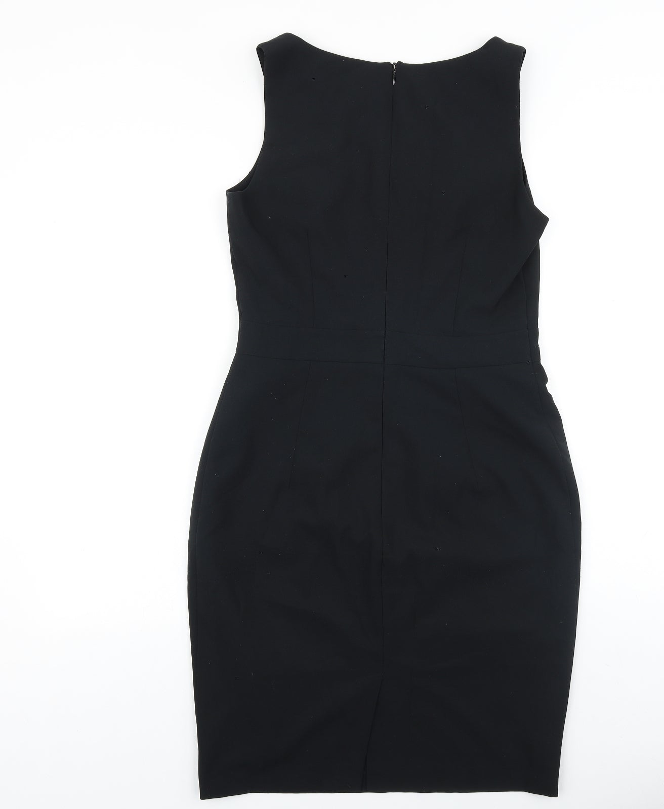 Dorothy Perkins Womens Black Polyester Shift Size 12 Round Neck Zip
