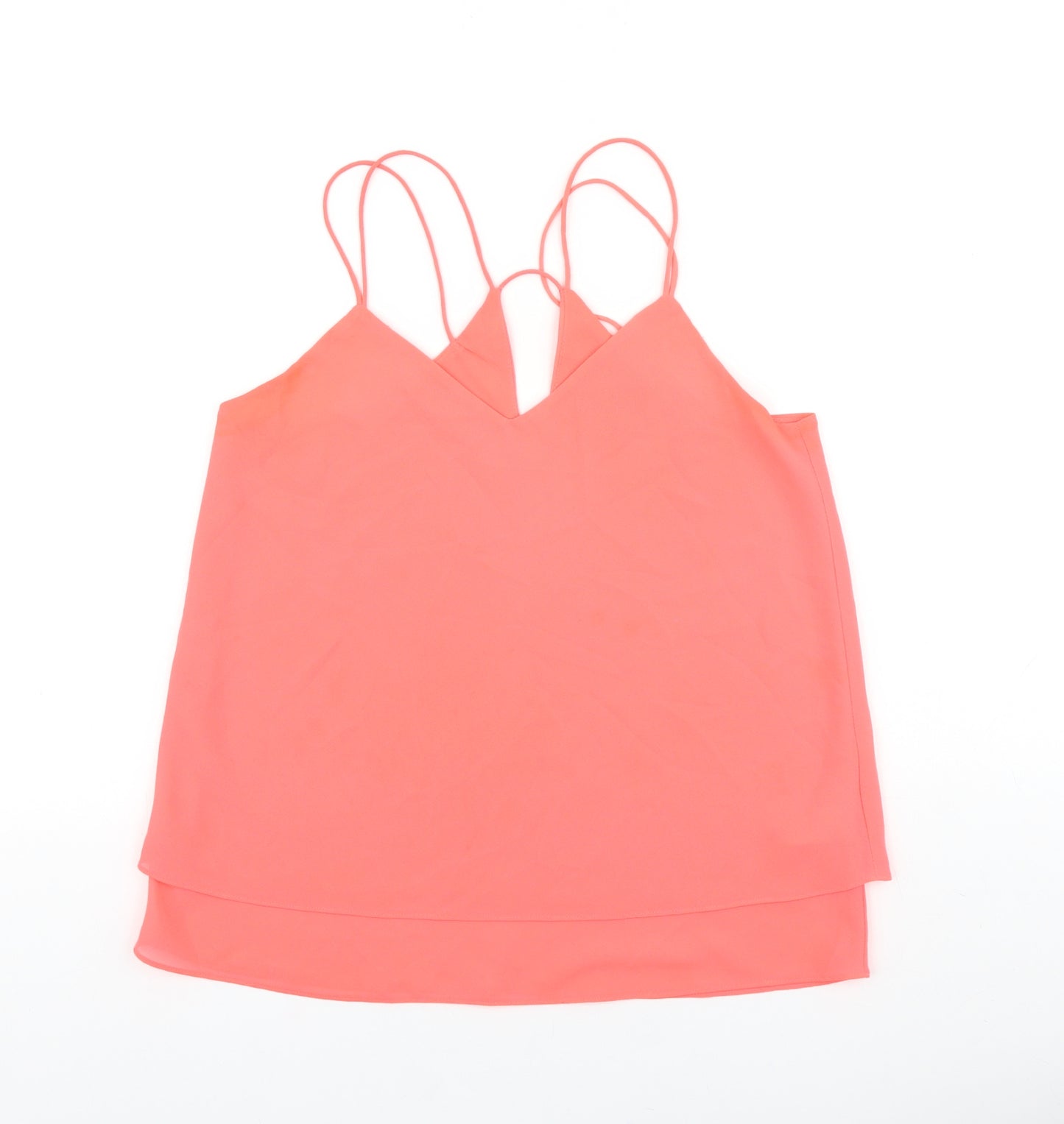 New Look Womens Pink Polyester Basic Tank Size 10 V-Neck