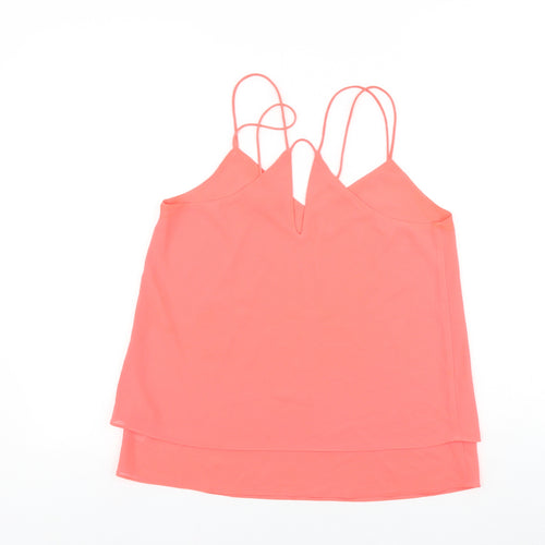 New Look Womens Pink Polyester Basic Tank Size 10 V-Neck
