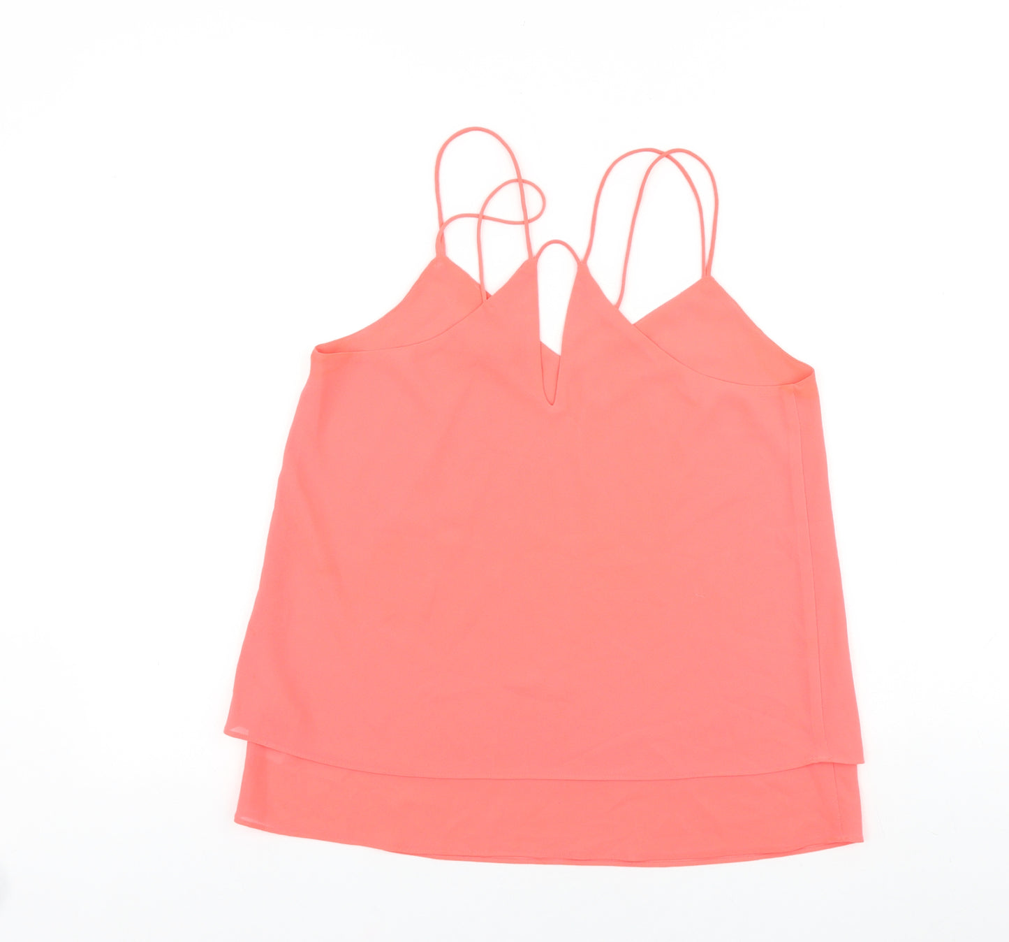 New Look Womens Pink Polyester Basic Tank Size 10 V-Neck