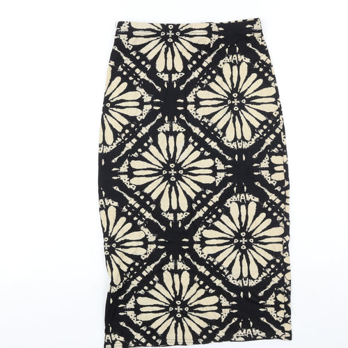 Preworn Womens Black Geometric Viscose Straight & Pencil Skirt Size 25 in