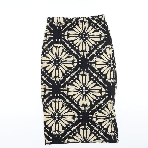 Preworn Womens Black Geometric Viscose Straight & Pencil Skirt Size 25 in