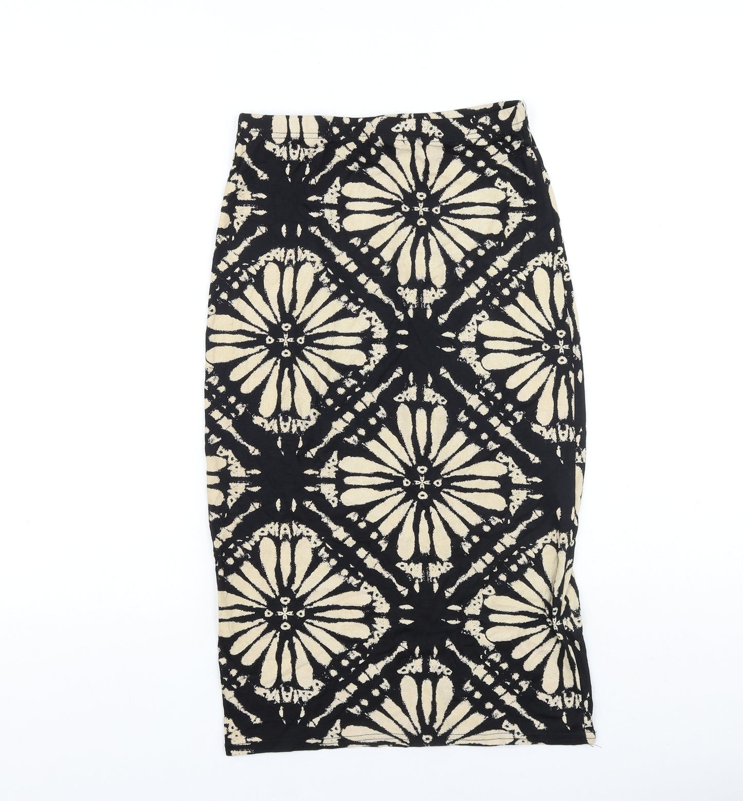 Preworn Womens Black Geometric Viscose Straight & Pencil Skirt Size 25 in