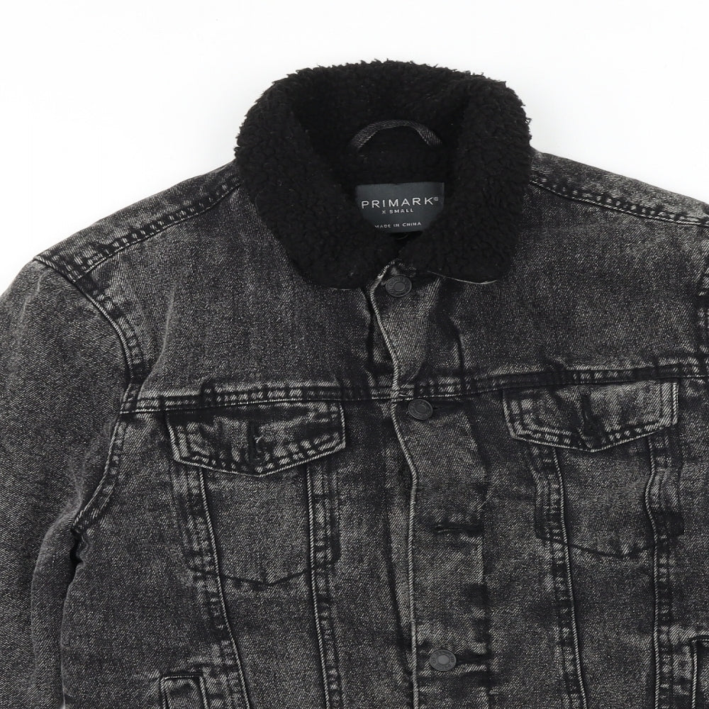Primark Mens Black Jacket Size XS Button - Denim Jacket