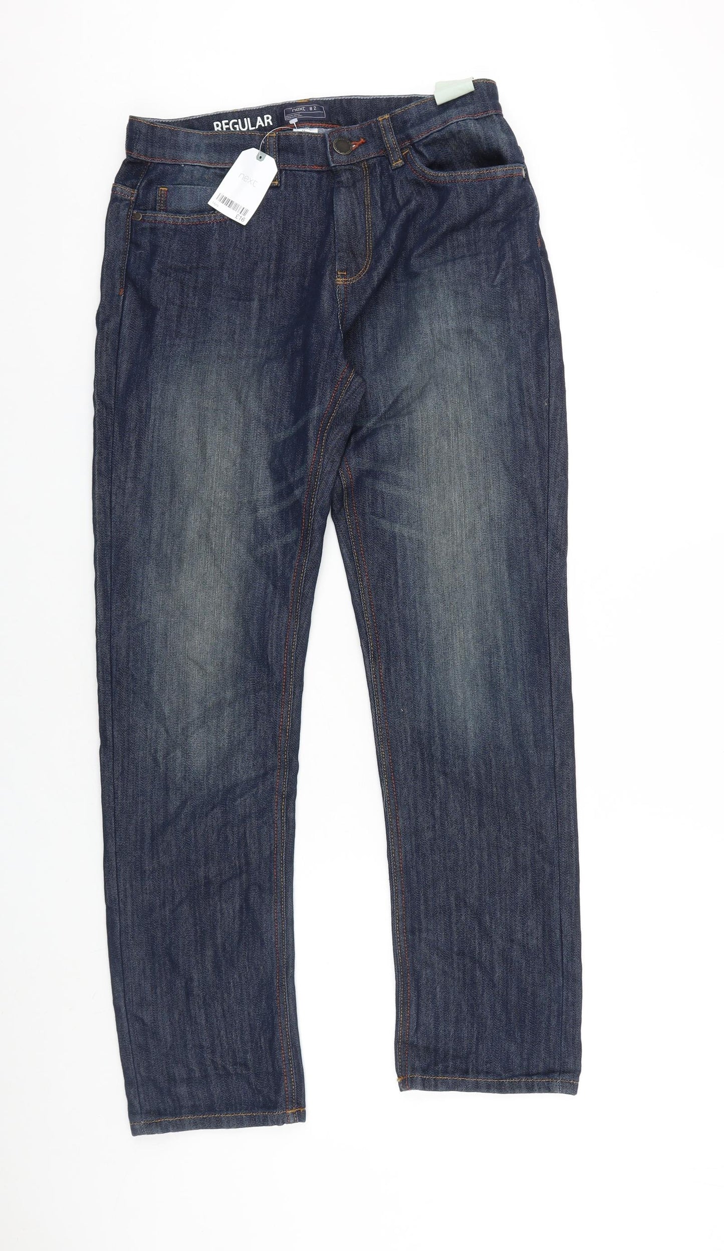 NEXT Boys Blue 100% Cotton Straight Jeans Size 14 Years Regular Zip