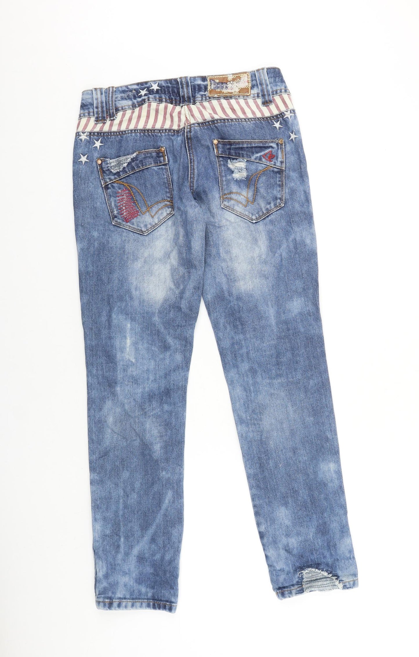 SoulCal&Co Womens Blue Cotton Skinny Jeans Size 6 L30 in Regular Zip - American Flag