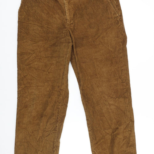Marks and Spencer Mens Brown Polyester Trousers Size 36 in L31 in Regular Zip