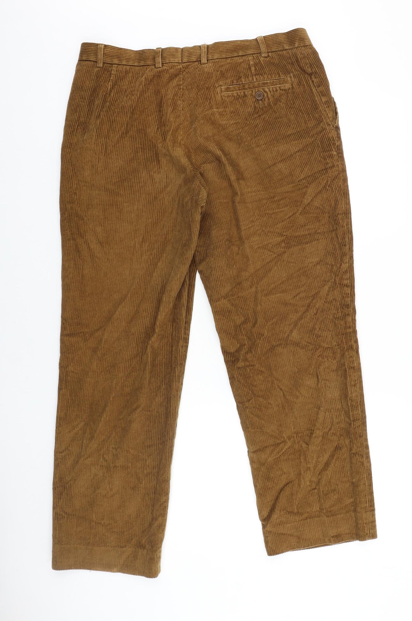 Marks and Spencer Mens Brown Polyester Trousers Size 36 in L31 in Regular Zip