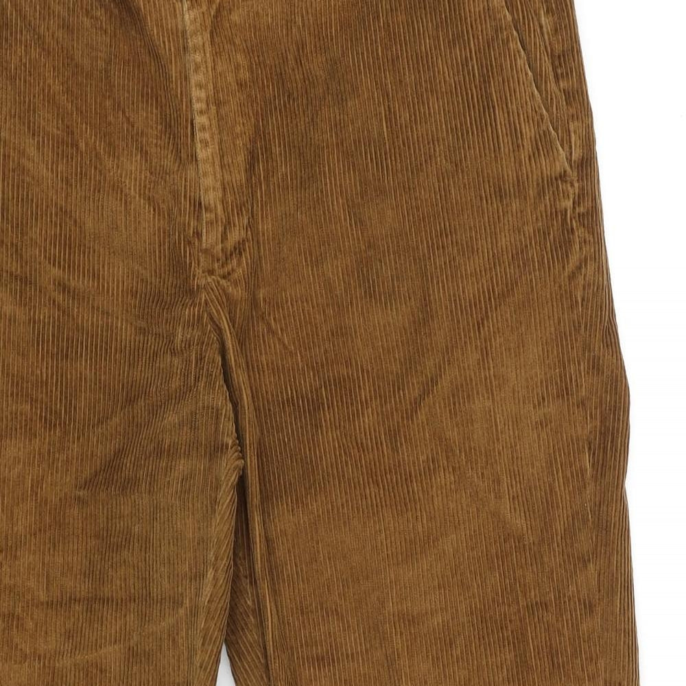 Marks and Spencer Mens Brown Polyester Trousers Size 36 in L31 in Regular Zip
